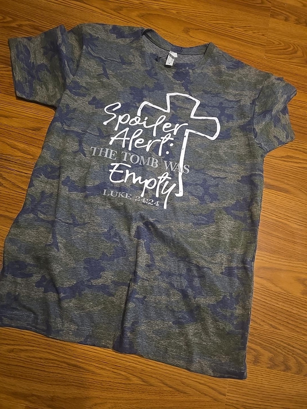 Spoiler Alert: The Tomb Was Empty Camo Short Sleeve Tee - Blue/Gray
